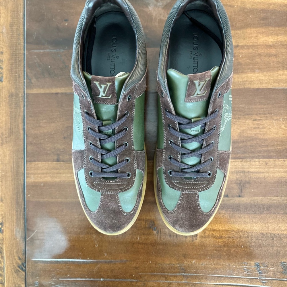 Louis Vuitton Men's Green and Brown Sneakers